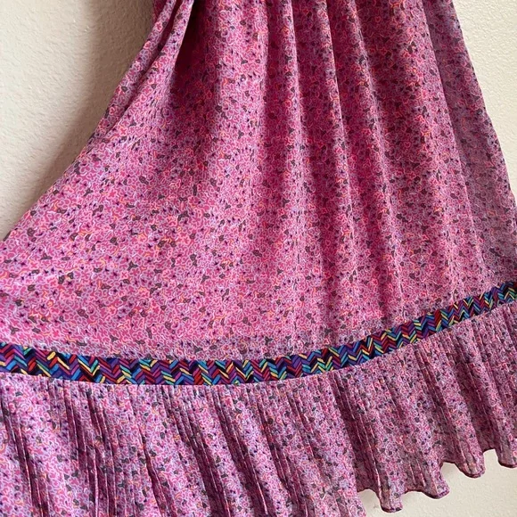 I heart Ronson Pink Blue Floral Boho Southwest Vacation Pocket Flowy Maxi Dress - Picture 4 of 5